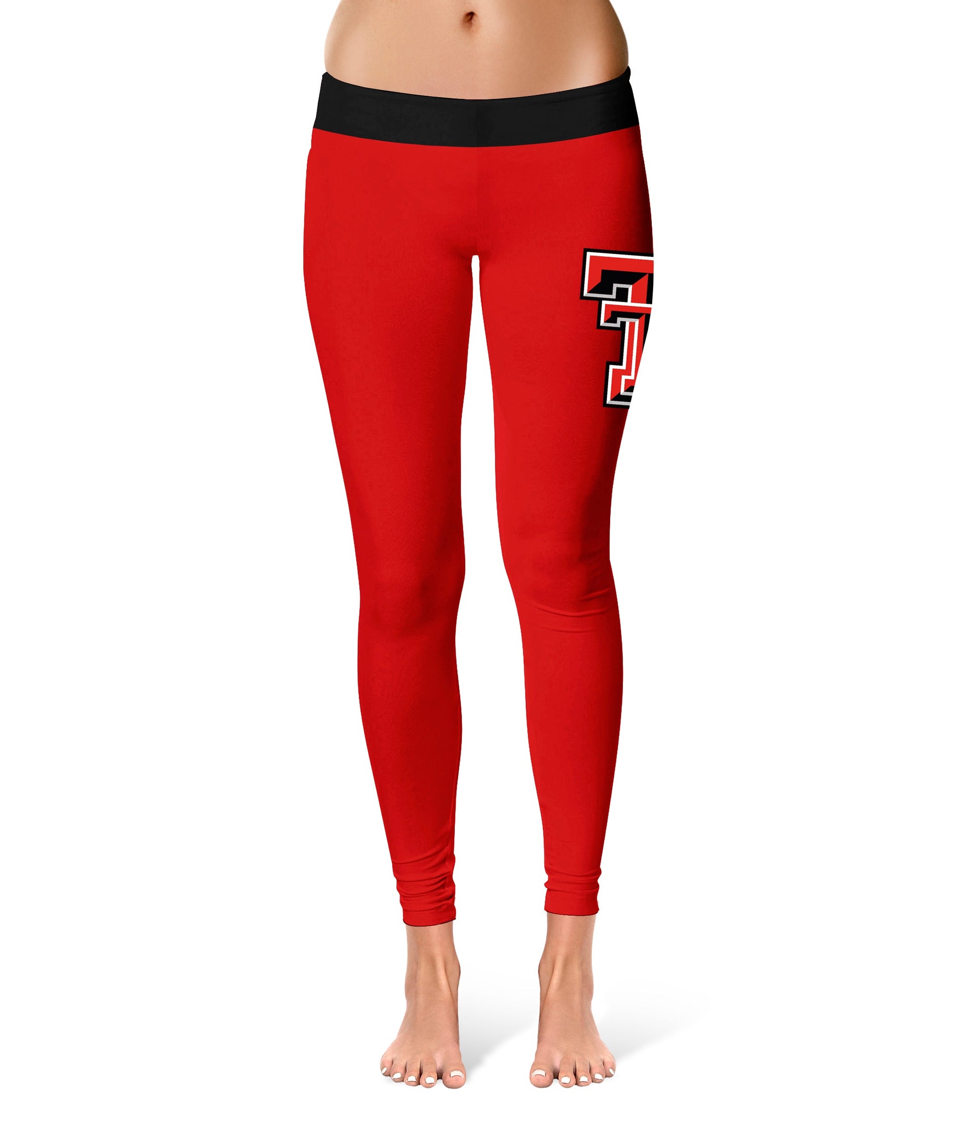 Texas Tech Red Raiders Game Day Logo on Thigh Red Yoga Leggings for Women  2.5 Waist Tights