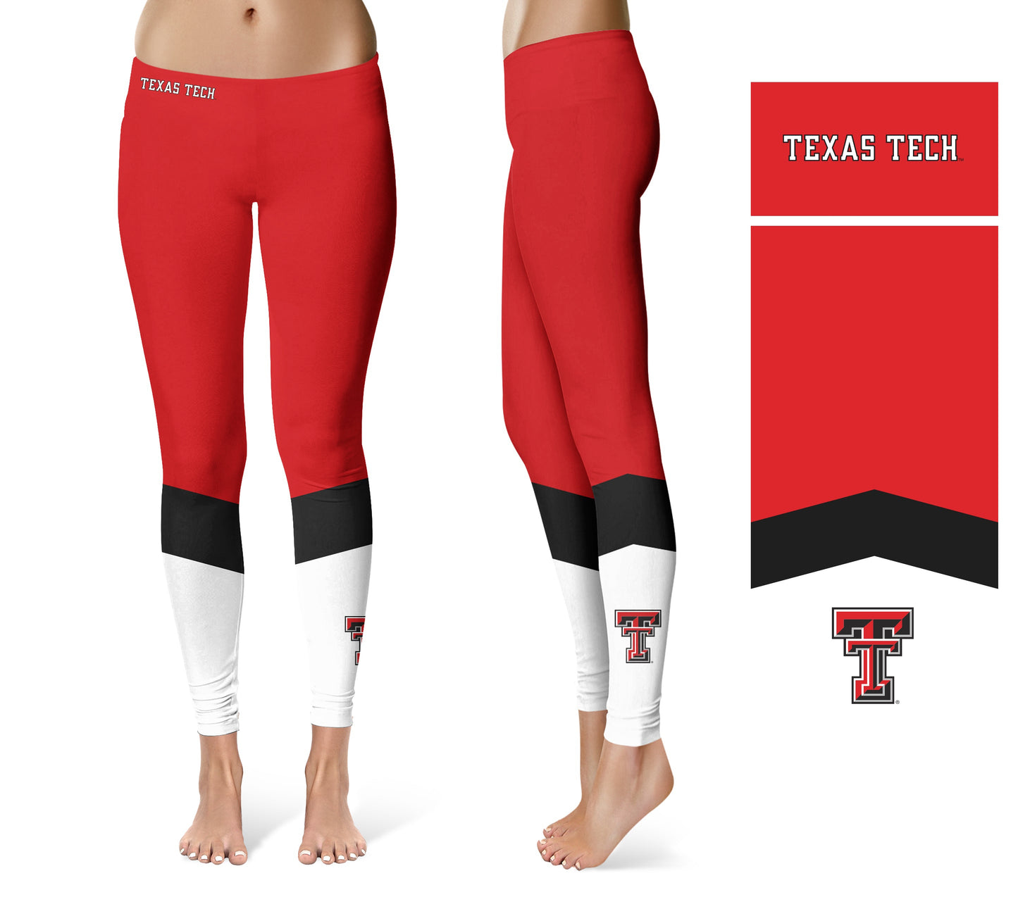 Texas Tech Red Raiders Vive La Fete Game Day Collegiate Ankle Color Block Women Red White Yoga Leggings