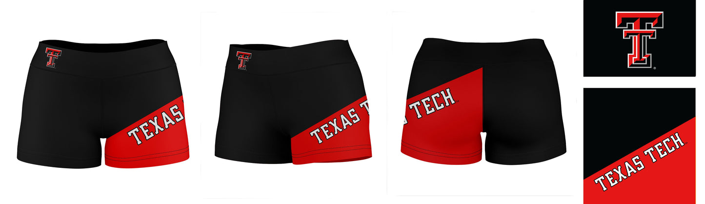 Texas Tech Red Raiders Vive La Fete Game Day Collegiate Leg Color Block Women Black Red Optimum Yoga Short - Vive La F̻te - Online Apparel Store