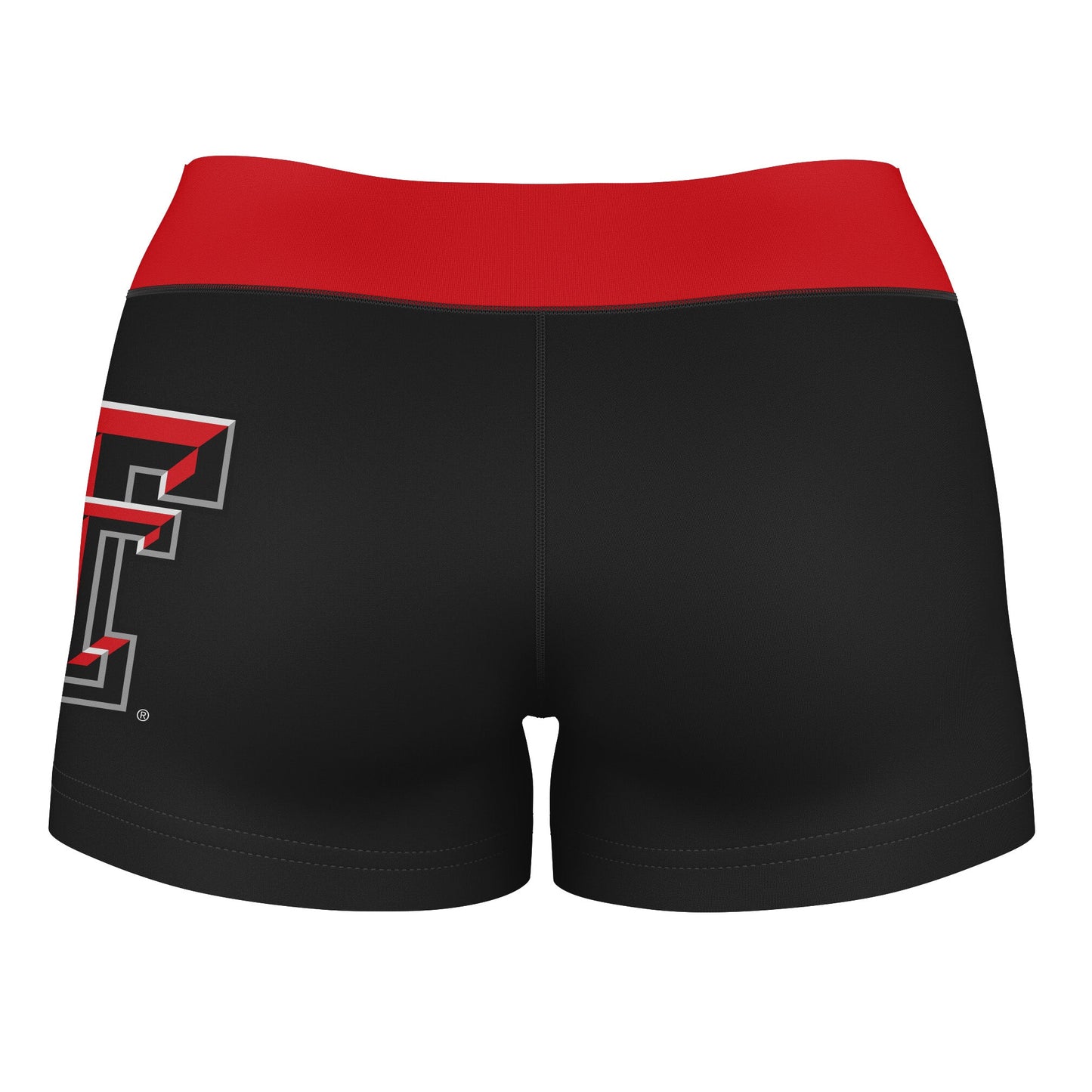 Texas Tech Red Raiders Vive La Fete Logo on Thigh and Waistband Black & Red Women Yoga Booty Workout Shorts 3.75 Inseam" - Vive La F̻te - Online Apparel Store