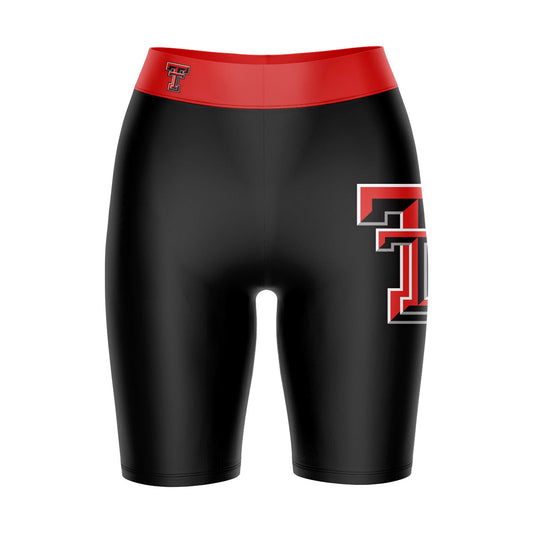 Texas Tech Red Raiders Vive La Fete Game Day Logo on Thigh and Waistband Black and Red Women Bike Short 9 Inseam"