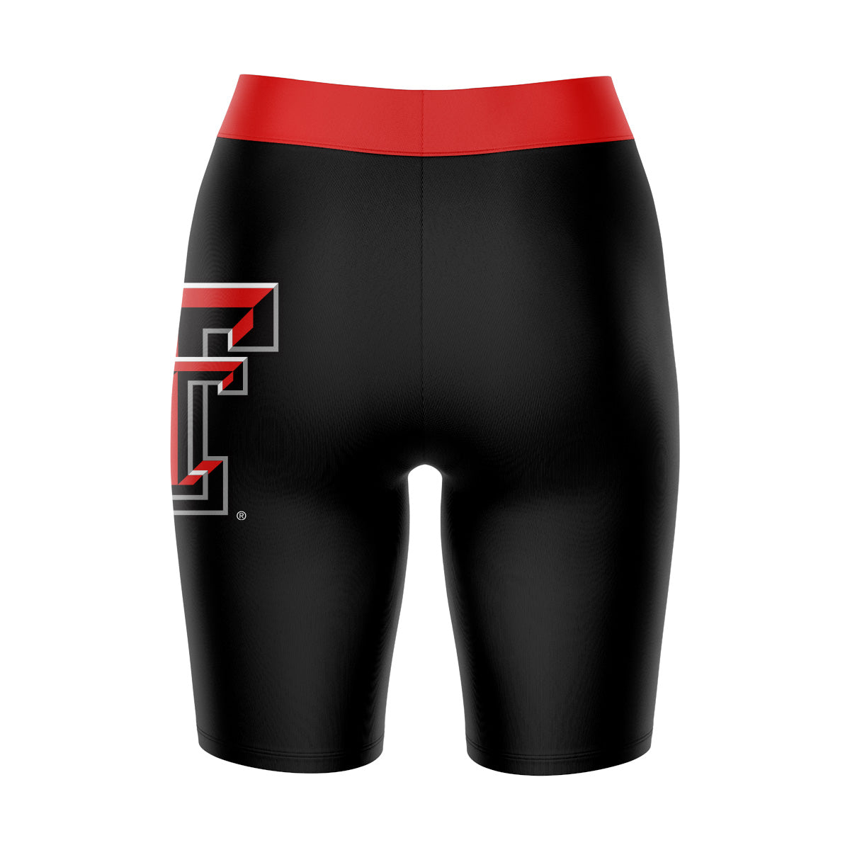 Texas Tech Red Raiders Vive La Fete Game Day Logo on Thigh and Waistband Black and Red Women Bike Short 9 Inseam"