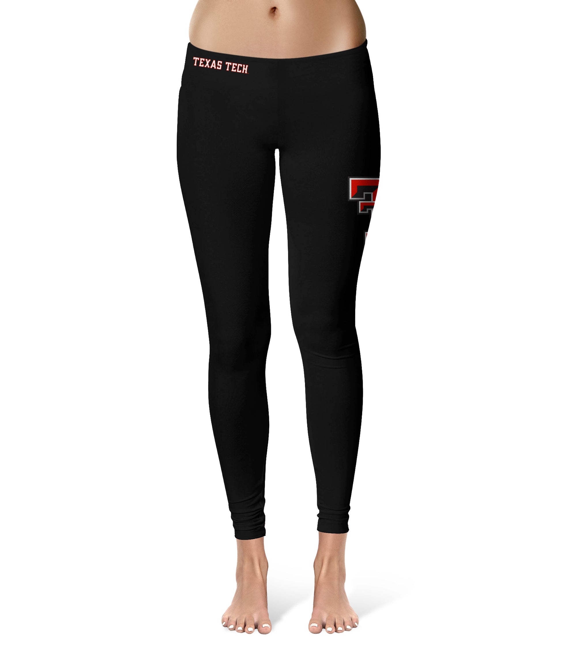 Texas Tech Red Raiders Game Day Large Logo on Thigh Black Yoga Leggings for  Women by Vive La Fete