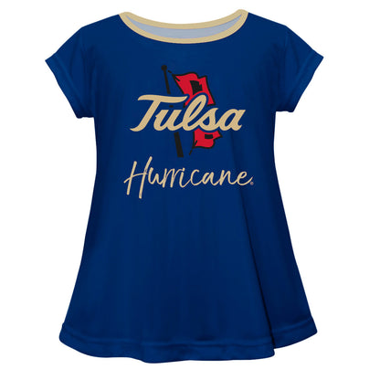Tulsa Golden Hurricane Blue Short Sleeve Girls Laurie Top by Vive La Fete