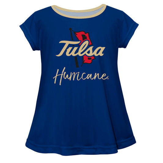 Tulsa Golden Hurricane Blue Short Sleeve Girls Laurie Top by Vive La Fete