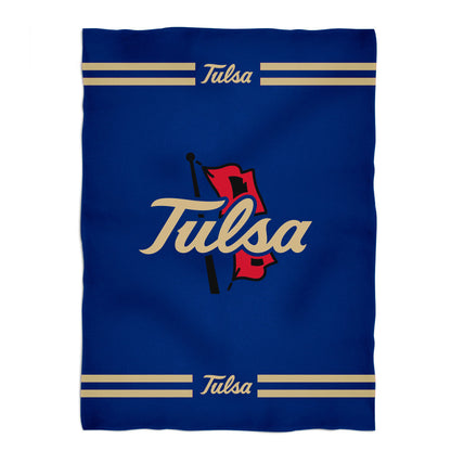 Tulsa Golden Hurricane Game Day Soft Premium Fleece Blue Throw Blanket 40 x 58 Logo and Stripes