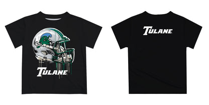 Tulane Green Wave Original Dripping Football Helmet Black T-Shirt by Vive La Fete