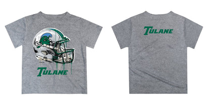 Tulane Green Wave Original Dripping Football Helmet Heather Gray T-Shirt by Vive La Fete