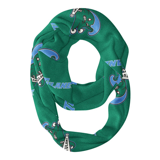 Tulane Green Wave Vive La Fete Repeat Logo Game Day Collegiate Women Light Weight Ultra Soft Infinity Scarf