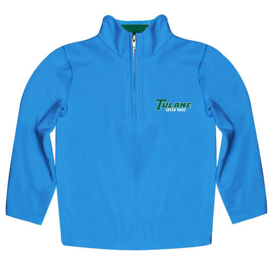 Tulane Green Wave Game Day Solid Blue Quarter Zip Pullover for Infants Toddlers by Vive La Fete