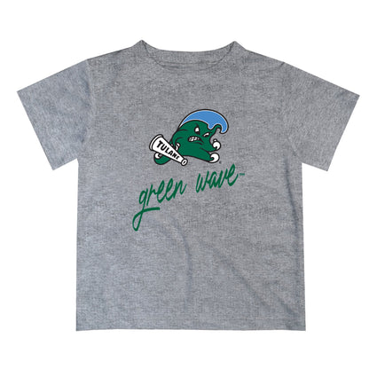 Tulane Green Wave Vive La Fete Script V1 Heather Gray Short Sleeve Tee Shirt