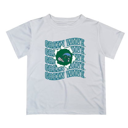 Tulane Green Wave Vive La Fete  White Art V1 Short Sleeve Tee Shirt