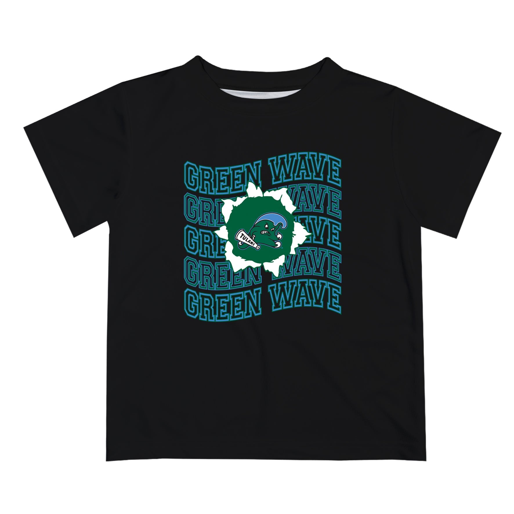Tulane Green Wave Vive La Fete  Black Art V1 Short Sleeve Tee Shirt