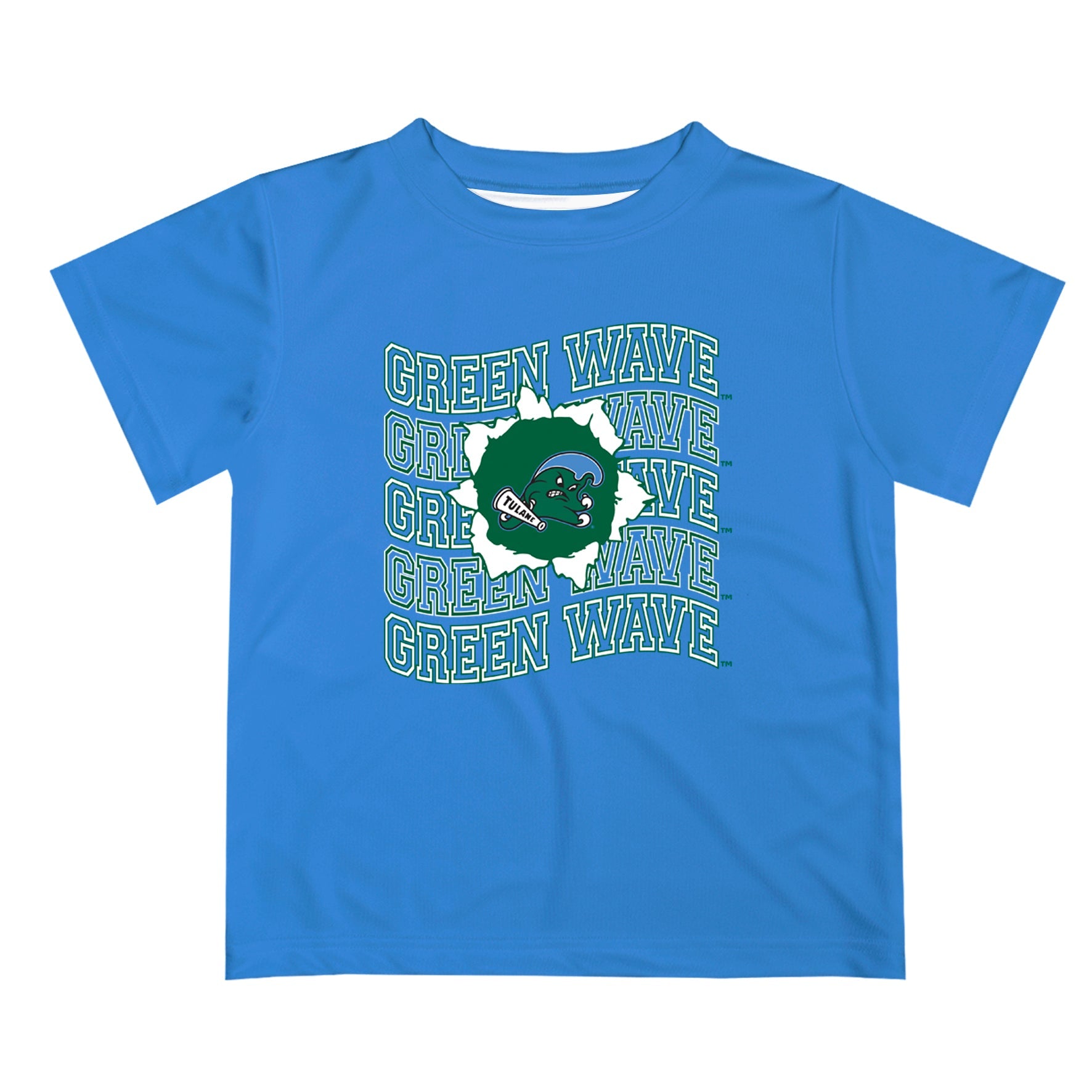 Tulane Green Wave Vive La Fete  Blue Art V1 Short Sleeve Tee Shirt