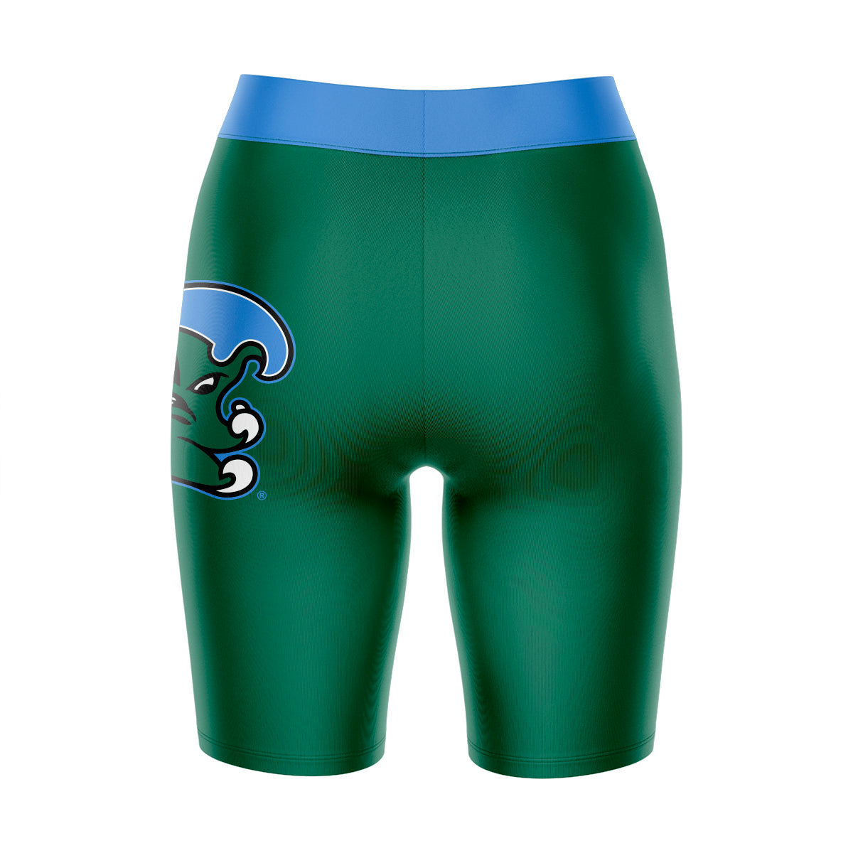 Tulane Green Wave Vive La Fete Game Day Logo on Thigh and Waistband Green and Blue Women Bike Short 9 Inseam