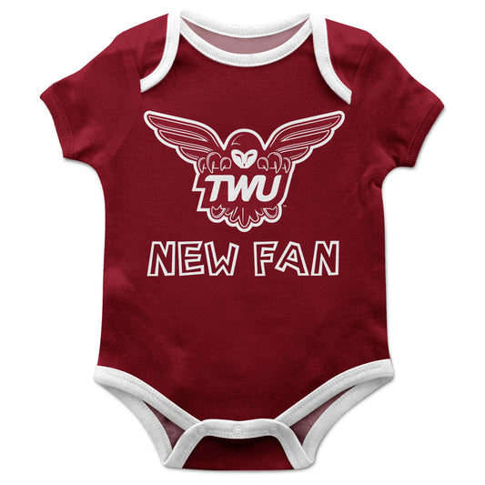 Texas Woman University Pioneers Infant Game Day Maroon Short Sleeve One Piece Jumpsuit New Fan Mascot Bodysuit by Vive La Fete