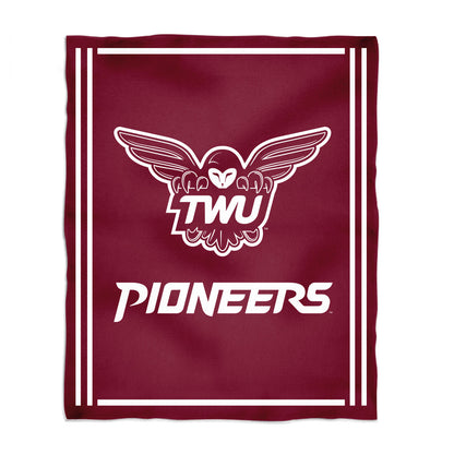 Texas Woman University Pioneers Kids Game Day Maroon Plush Soft Minky Blanket 36 x 48 Mascot