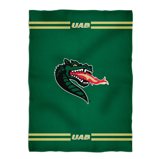 Alabama at Birmingham Blazers Game Day Soft Premium Fleece Green Throw Blanket 40 x 58 Mascot and Stripes