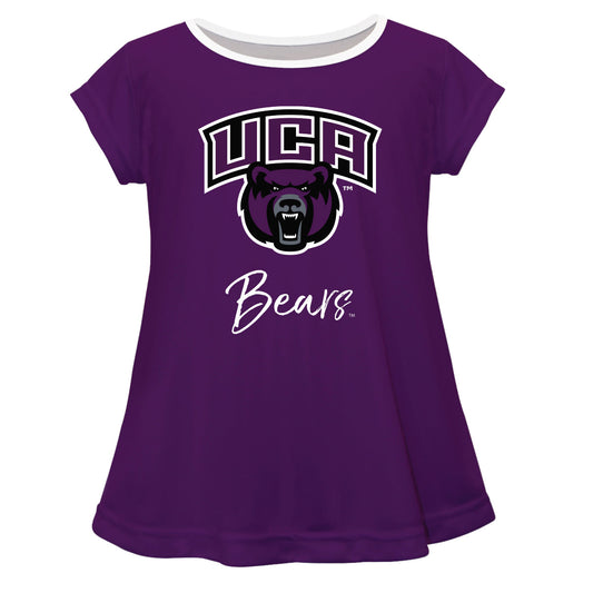 University of Central Arkansas Bears UCA Girls Game Day Short Sleeve Purple Laurie Top by Vive La Fete