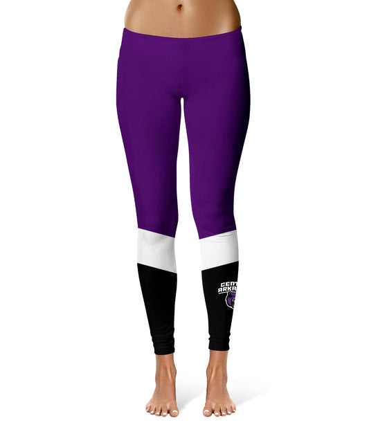 Central Arkansas Bears UCA Vive La Fete Game Day Collegiate Ankle Color Block Women Purple Black Yoga Leggings