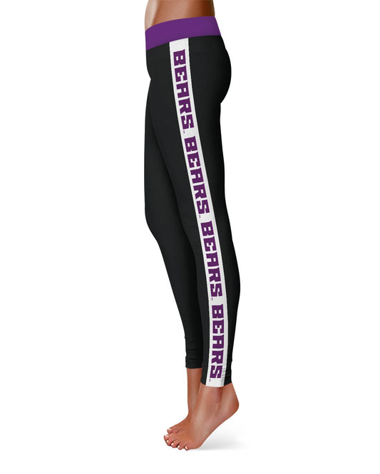 Central Arkansas Bears UCA Vive La Fete Game Day Collegiate White Stripes Women Black Yoga Leggings 2 Waist Tights"