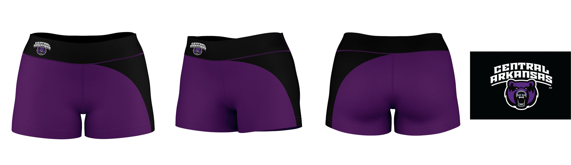 Central Arkansas Bears UCA Vive La Fete Game Day Collegiate Waist Color Block Women Purple Optimum Yoga Short - Vive La F̻te - Online Apparel Store