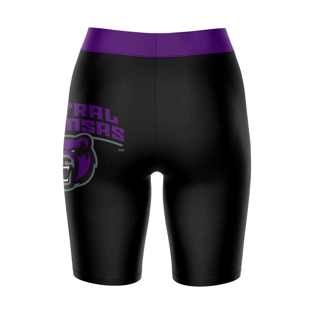 Central Arkansas Bears UCA Vive La Fete Game Day Logo on Thigh and Waistband Black and Purple Women Bike Short 9 Inseam"