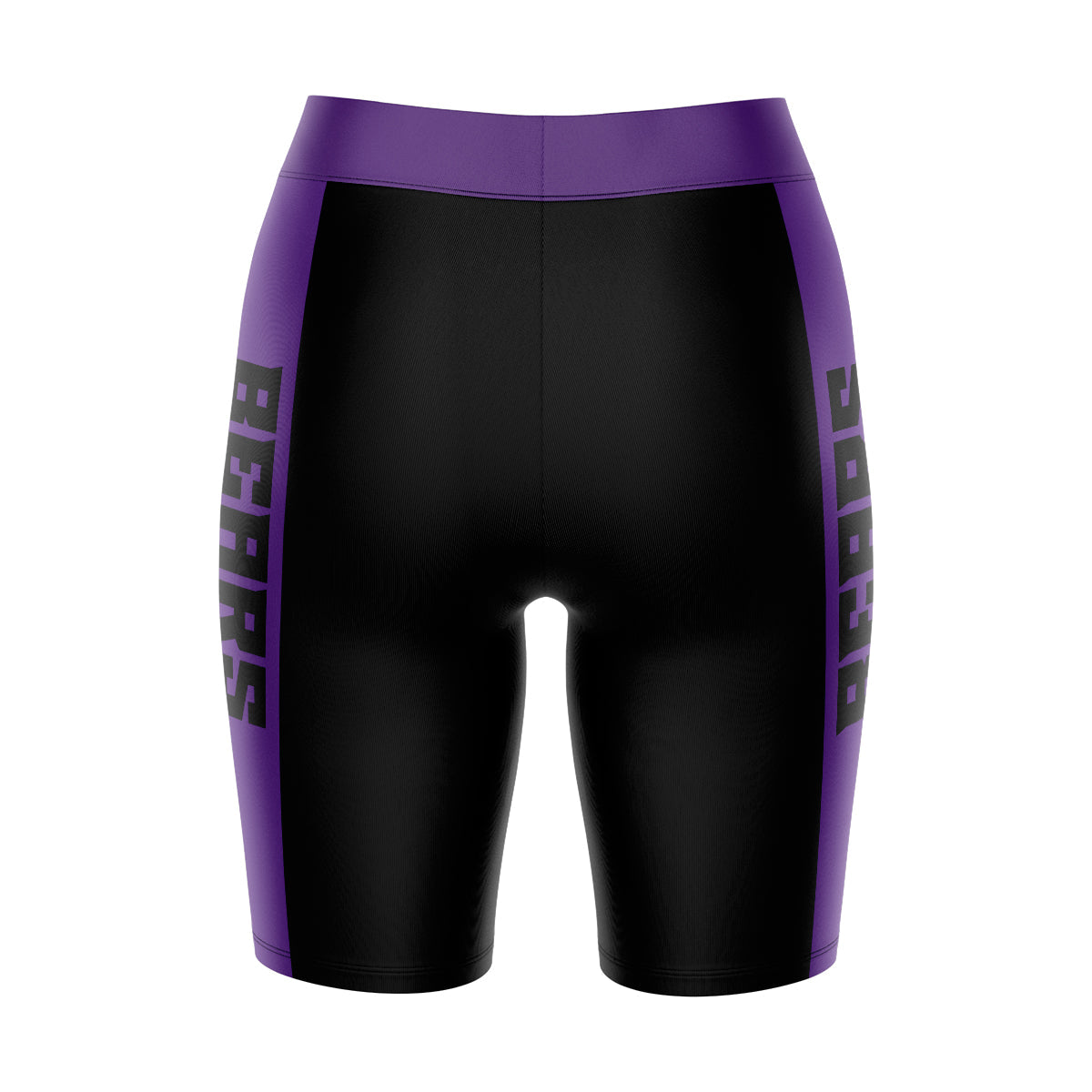 Central Arkansas Bears UCA Vive La Fete Game Day Logo on Waistband and Purple Stripes Black Women Bike Short 9 Inseam"