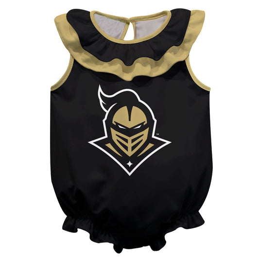 UCF Knights Black Sleeveless Ruffle One Piece Jumpsuit Mascot Bodysuit by Vive La Fete