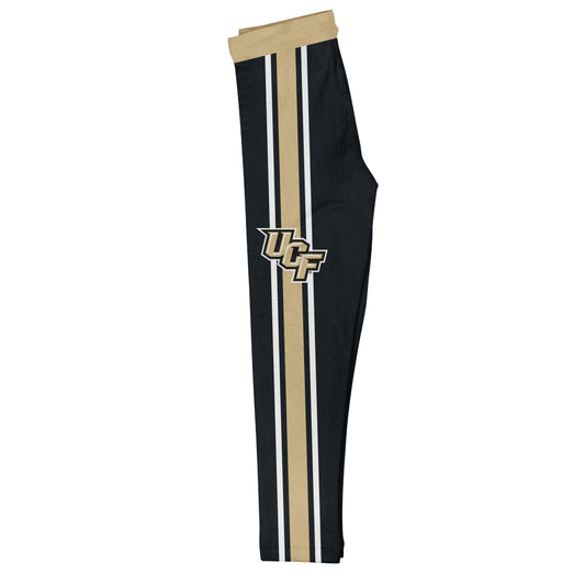 Central Florida Gold Waist Gold And White Stripes Black Leggings