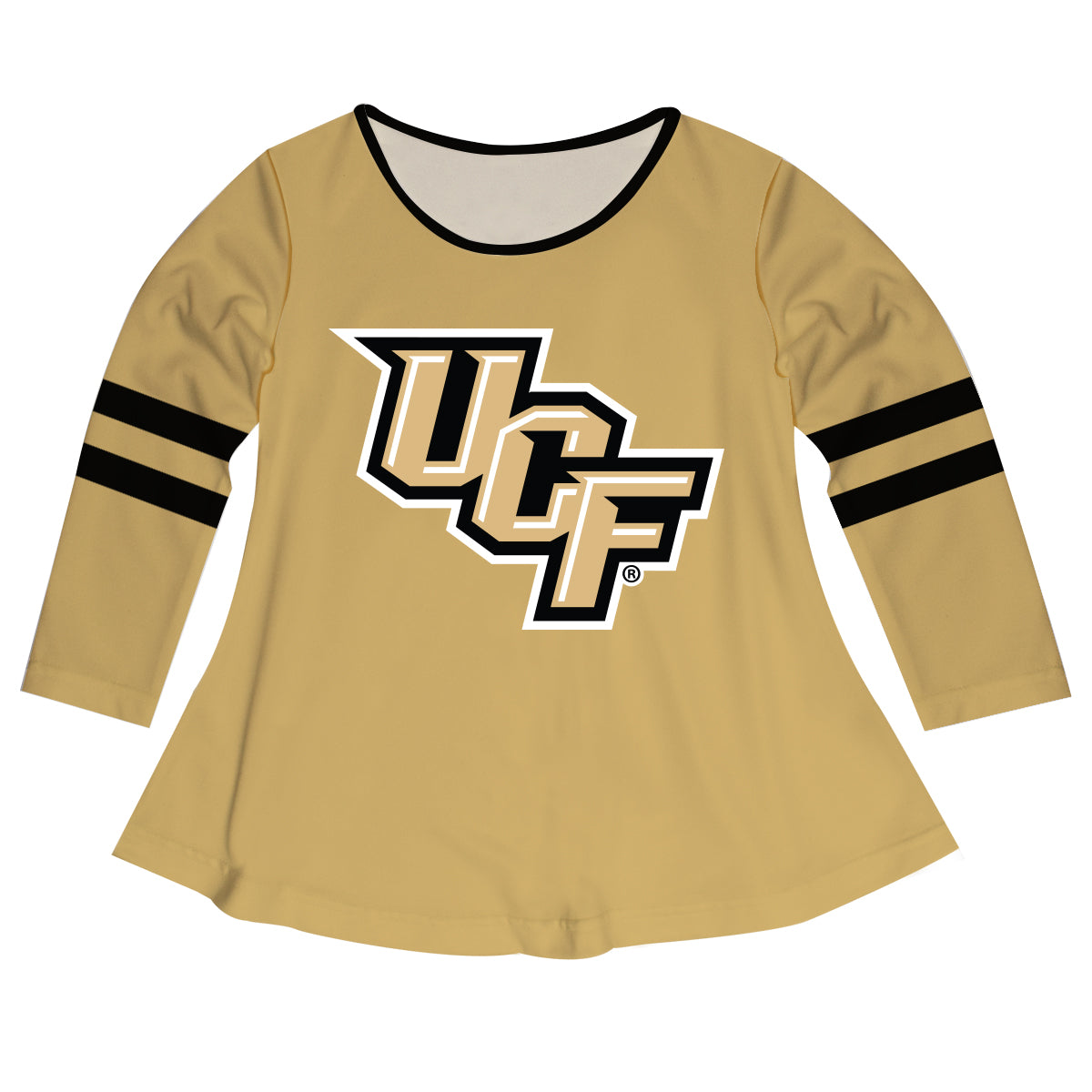 Central Florida Big Logo Gold Stripes Long Sleeve Girls Laurie Top by Vive La Fete
