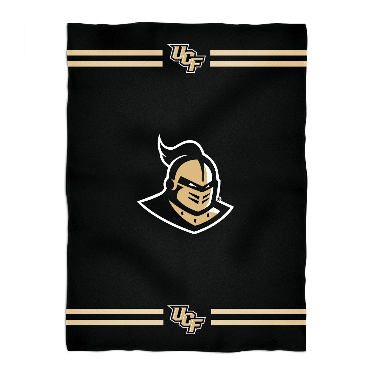UCF Knights Game Day Soft Premium Fleece Black Throw Blanket 40 x 58 Mascot and Stripes