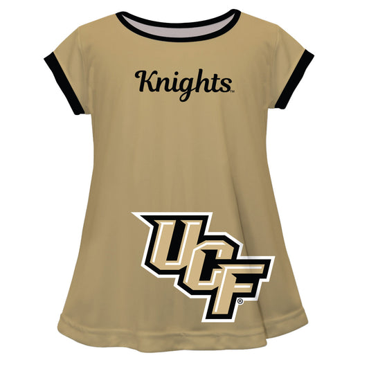 Central Florida Big Logo Gold Short Sleeve Girls Laurie Top by Vive La Fete