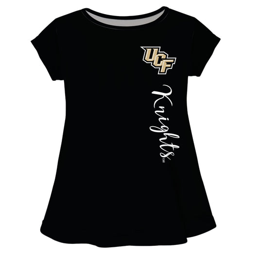 Central Florida Knihgts Black Solid Short Sleeve Girls Laurie Top by Vive La Fete