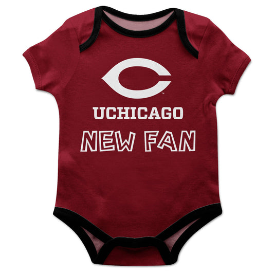 University of Chicago Maroons Infant Game Day Maroon Short Sleeve One Piece Jumpsuit New Fan Logo Bodysuit by Vive La Fete