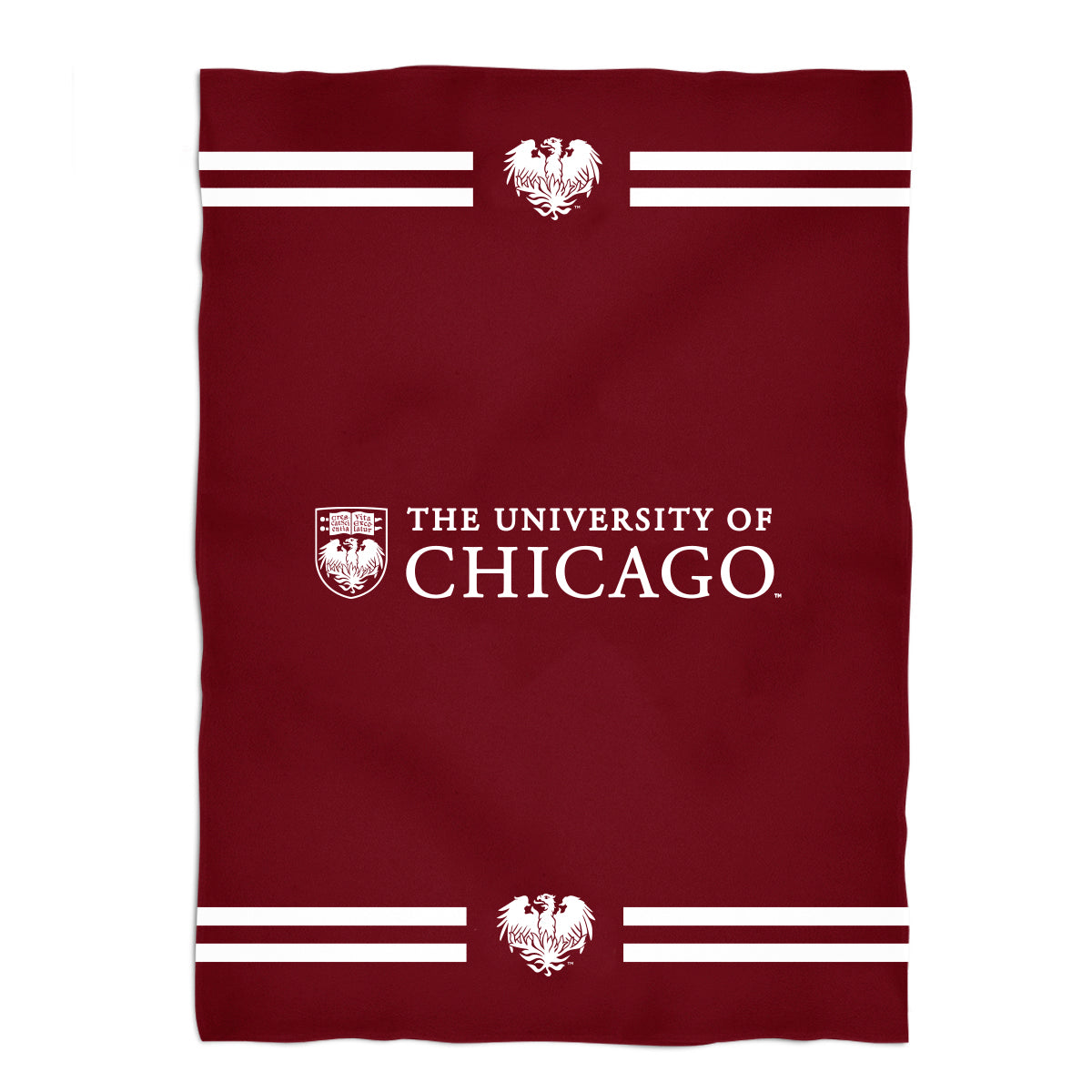 University of Chicago Maroons Game Day Soft Premium Fleece Maroon Throw Blanket 40 x 58 Logo and Stripes