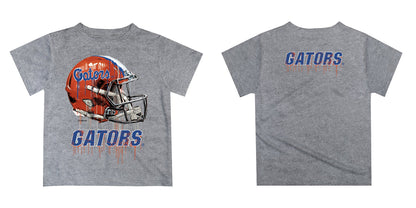 Florida Gators Original Dripping Football Helmet Heather Gray T-Shirt by Vive La Fete