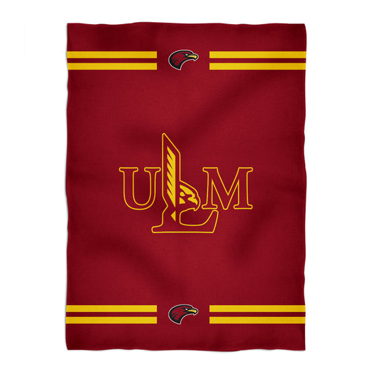 Louisiana Monroe Warhawks ULM Game Day Soft Premium Fleece Maroon Throw Blanket 40 x 58 Logo and Stripes