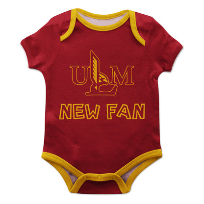 Louisiana Monroe Warhawks ULM Infant Game Day Maroon Short Sleeve One Piece Jumpsuit by Vive La Fete