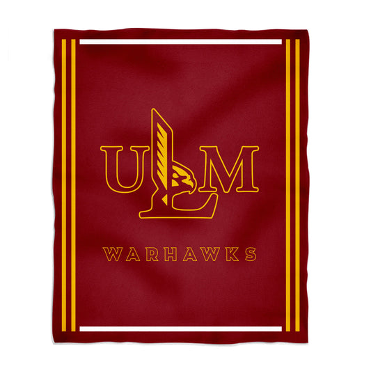 University of Louisiana Monroe Warhawks ULM Kids Game Day Maroon Plush Soft Minky Blanket 36 x 48 Mascot