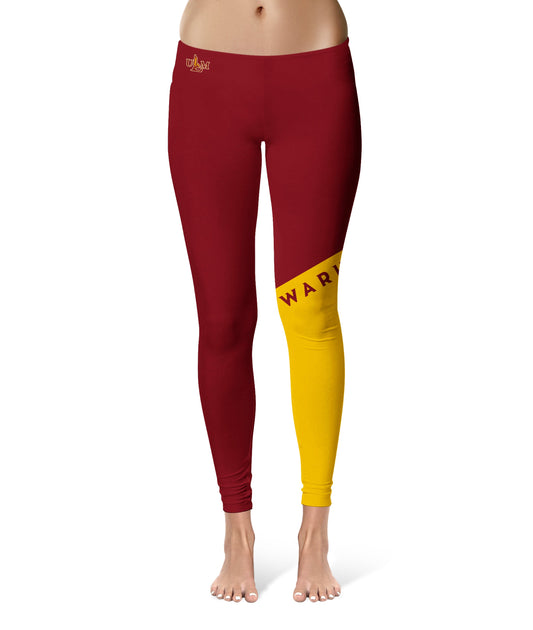 Louisiana Monroe Warhawks ULM Vive La Fete Game Day Collegiate Leg Color Block Women Maroon Gold Yoga Leggings
