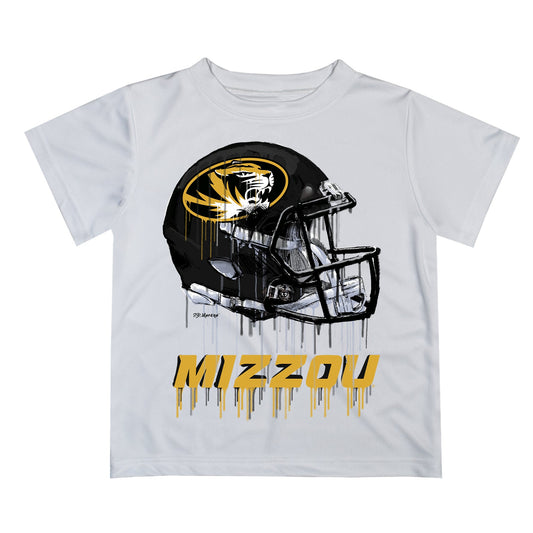 Missouri Tigers MU Original Dripping Football Helmet White T-Shirt by Vive La Fete