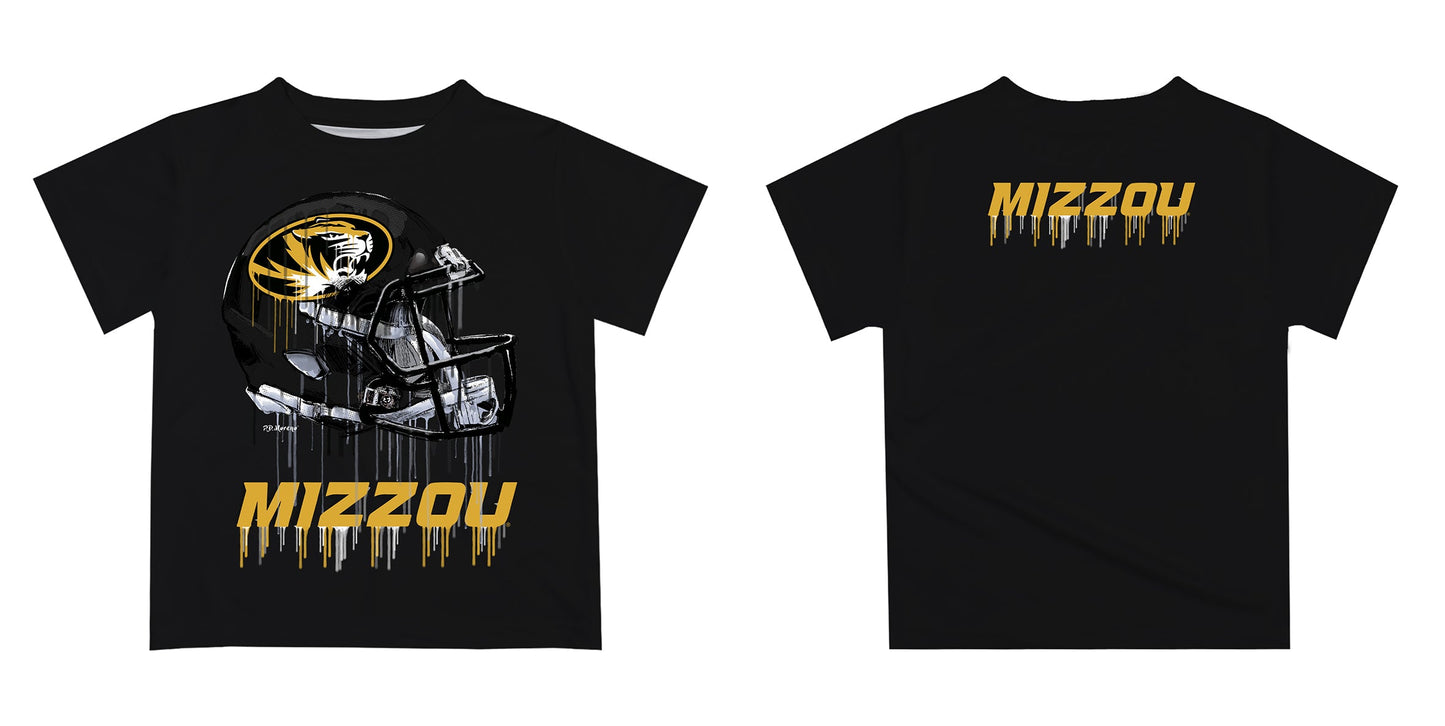 Missouri Tigers MU Original Dripping Football Helmet Black T-Shirt by Vive La Fete