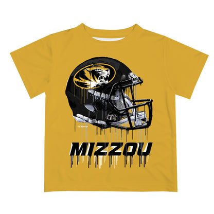 Missouri Tigers MU Original Dripping Football Helmet Gold T-Shirt by Vive La Fete