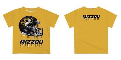 Missouri Tigers MU Original Dripping Football Helmet Gold T-Shirt by Vive La Fete