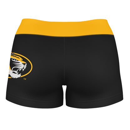 Mizzou Tigers Vive La Fete Game Day Logo on Thigh & Waistband Black & Gold Women Yoga Booty Workout Shorts 3.75 Inseam" - Vive La F̻te - Online Apparel Store