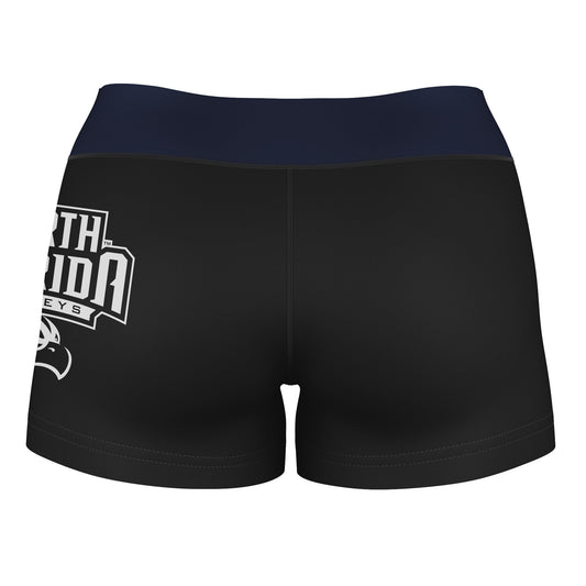 Mouseover Image, UNF Ospreys Vive La Fete Game Day Logo on Thigh and Waistband Black & Blue Women Yoga Booty Workout Shorts 3.75 Inseam"