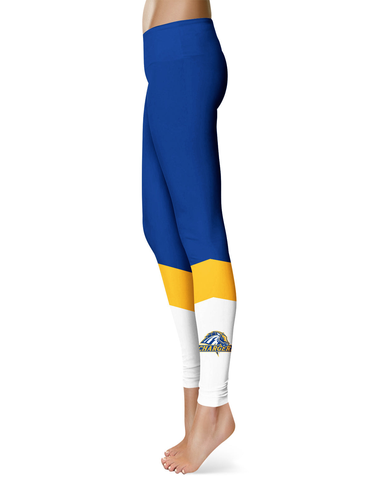 University of New Haven Chargers Vive La Fete Game Day Collegiate Ankle Color Block Women Blue White Yoga Leggings