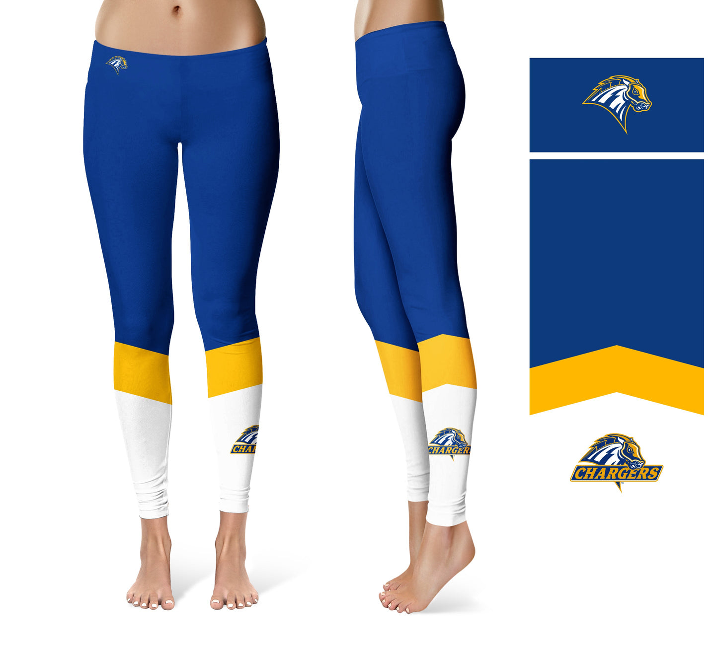 University of New Haven Chargers Vive La Fete Game Day Collegiate Ankle Color Block Women Blue White Yoga Leggings