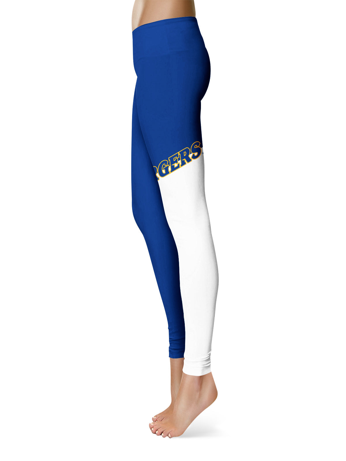 New Haven Chargers Vive La Fete Game Day Collegiate Leg Color Block Women Blue White Yoga Leggings